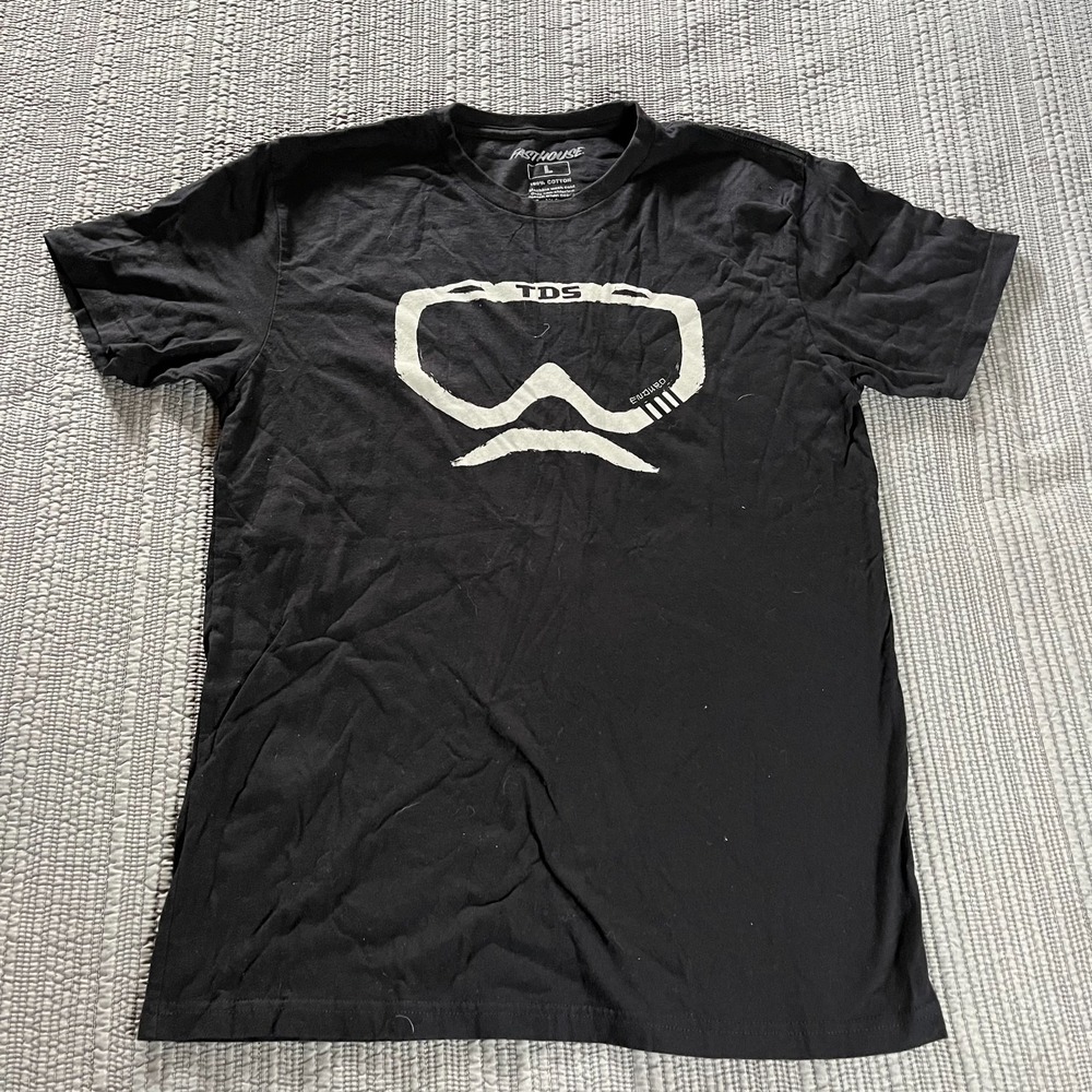 Fasthouse 805 x TDS Enduro T-Shirt Black Large Men's Goggle Mustache Logo Tee‎
